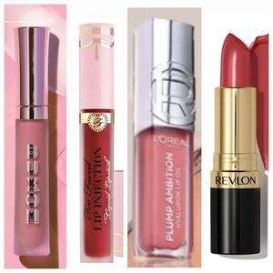 BUNDLE 4 Lip Gloss and Lipstick, Pink And RED.